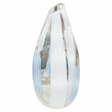 Clear, blue and white murano glass vase